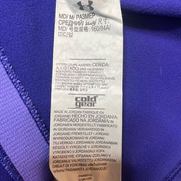 Under Armour Womans Medium Fitted Long Sleeve Coldgear Shirt Top Athletic Purple - Picture 6 of 10